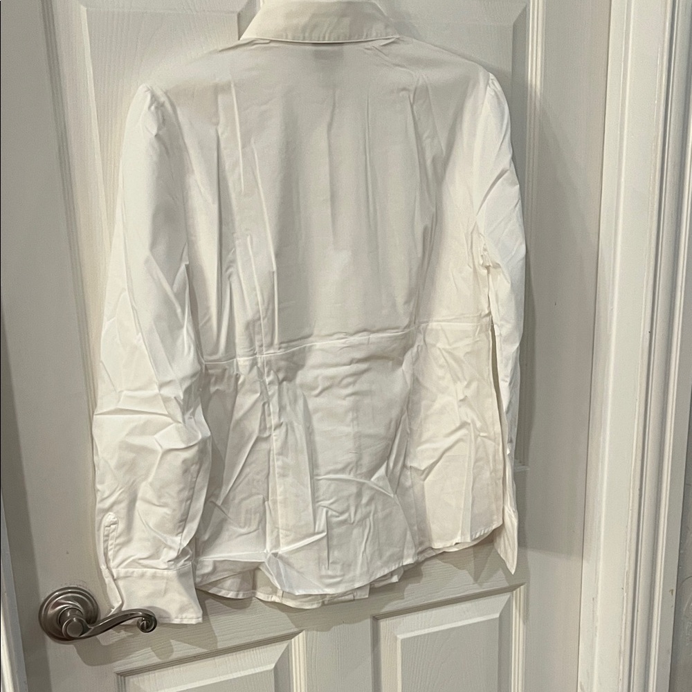 White Button-Up Shirt with Pleated Front - Picture 6 of 6